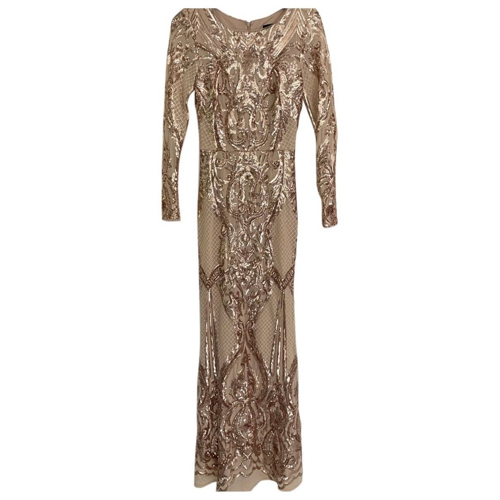Long gold maxi sequins modest dress